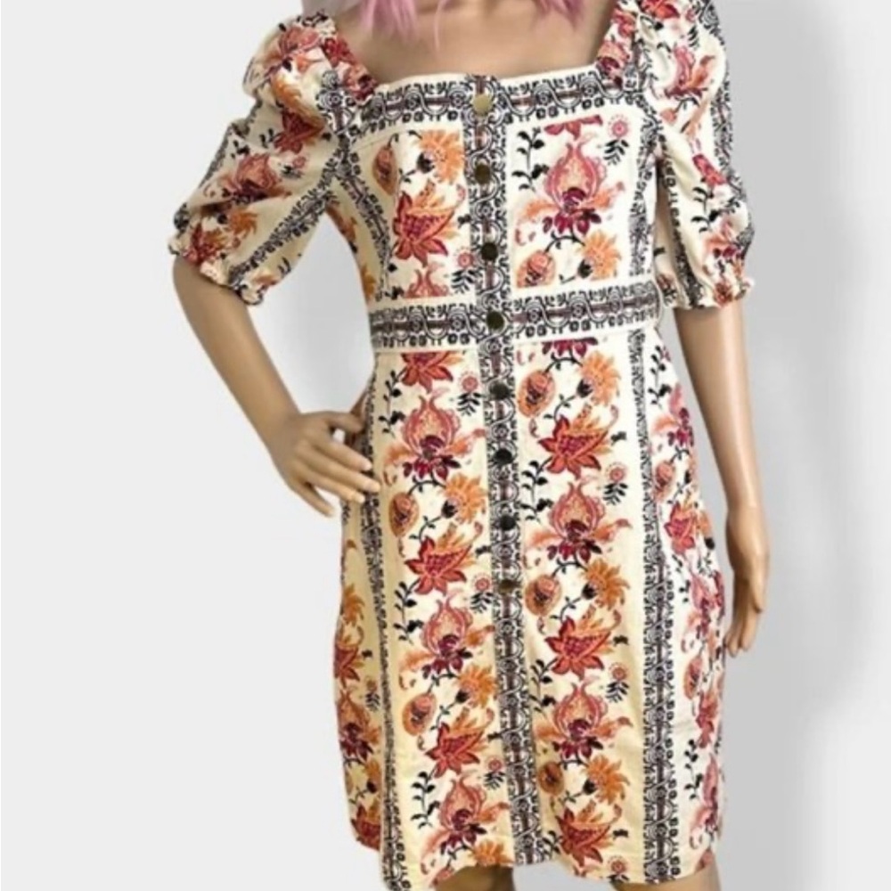 Spartina 449 Cream and Red Floral Midi Dress